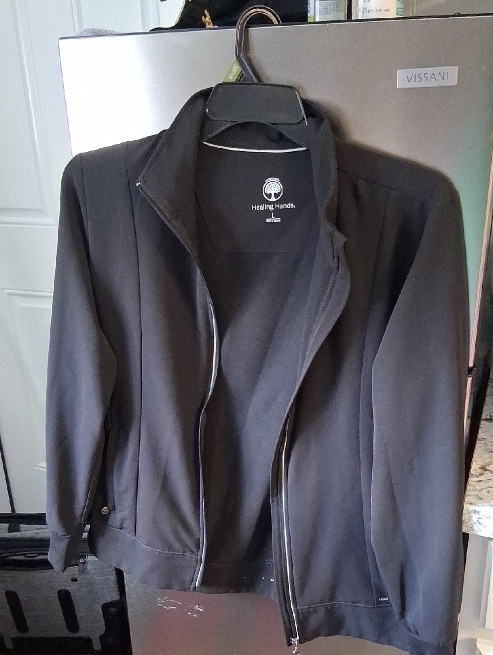 healing hands Women's Medical Black Jacket with Zip Front